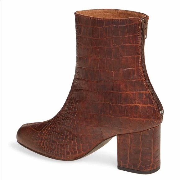 Free People Brown Cecile Croc Embossed Bootie - Picture 2 of 8